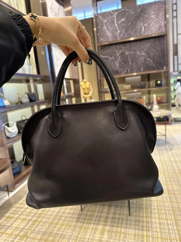 حقيبة بولينج إيطالية من الجلد من بورت.أوسوي، حقيبة يد نسائية كبيرة السعة على شكل صدفة، حقيبة للتنقل اليومي، حقيبة كتف ناعمة