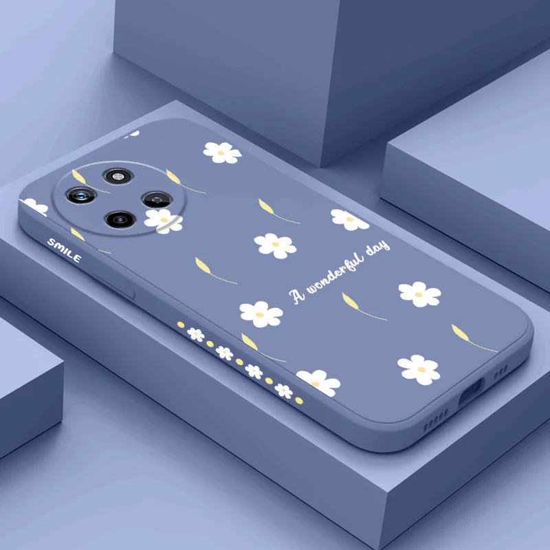 

Rain Daisy Phone Case For OPPO Realme 14 13 12 11 10 9 9i 8 8i 7 Pro Plus C35 C21Y C25Y C25 4G 5G Liquid Silicone Cover