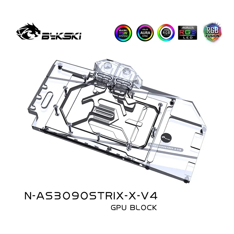 Bykski bloque de agua GPU de cobertura completa para tarjeta gráfica ASUS RTX3080 3090 STRIX, enfriador de agua VGA, sincronización ARGB/RGB, N-AS3090STRIX-X-V4