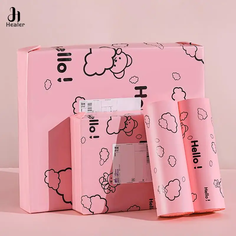 10Pcs Bear Courier Bag Envelope Packaging Bags Pink Waterproof Self Adhesive Seal Pouch Shipping Mailing Bag Transport Bag