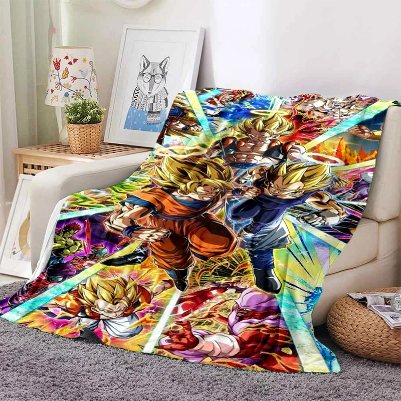 3D Vintage D-Dragon B-Ball Cartoon Plush Blanket – Super Soft Flannel Throw for Anime Fans, Bedroom, Sofa, Gaming Room & Gift