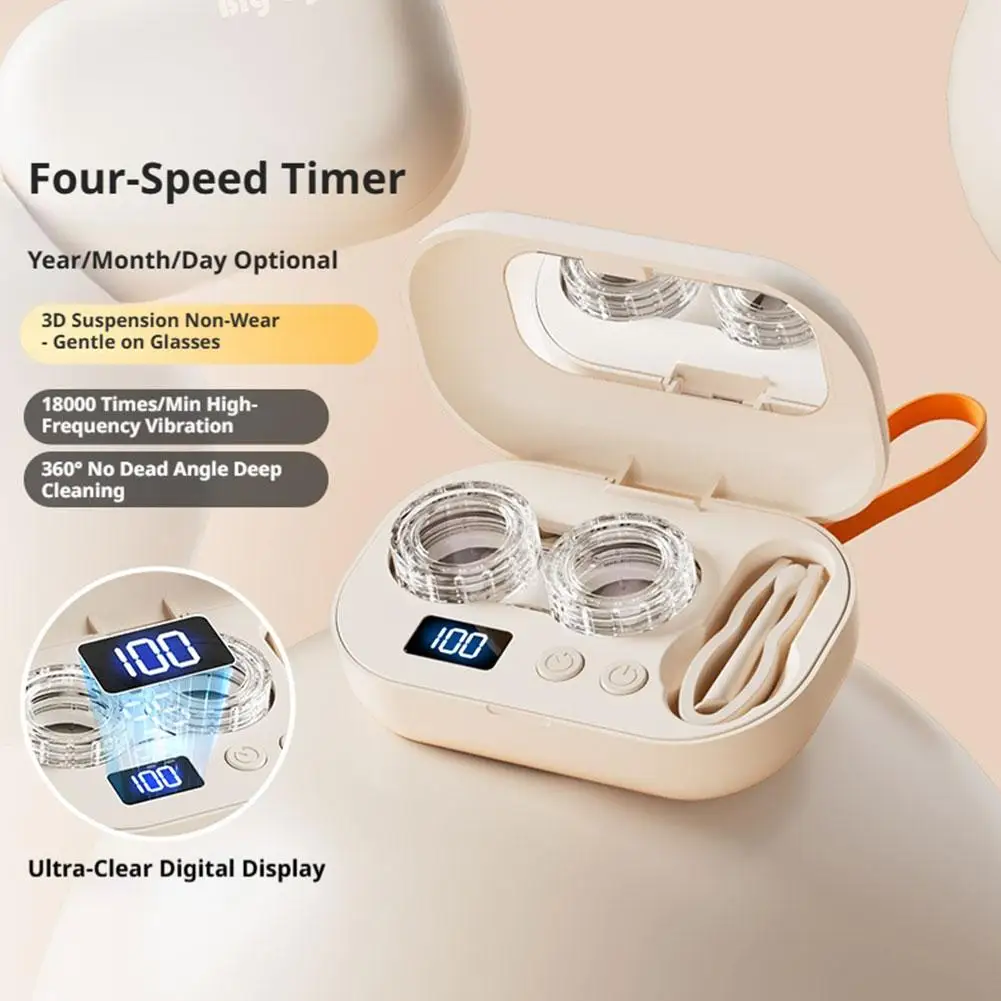 

360° Ultrasonic Contact Lens Cleaner Machine Rechargeable Portable Lens Washing Kit Fit For Soft Colored RGP Lenses Eye Care