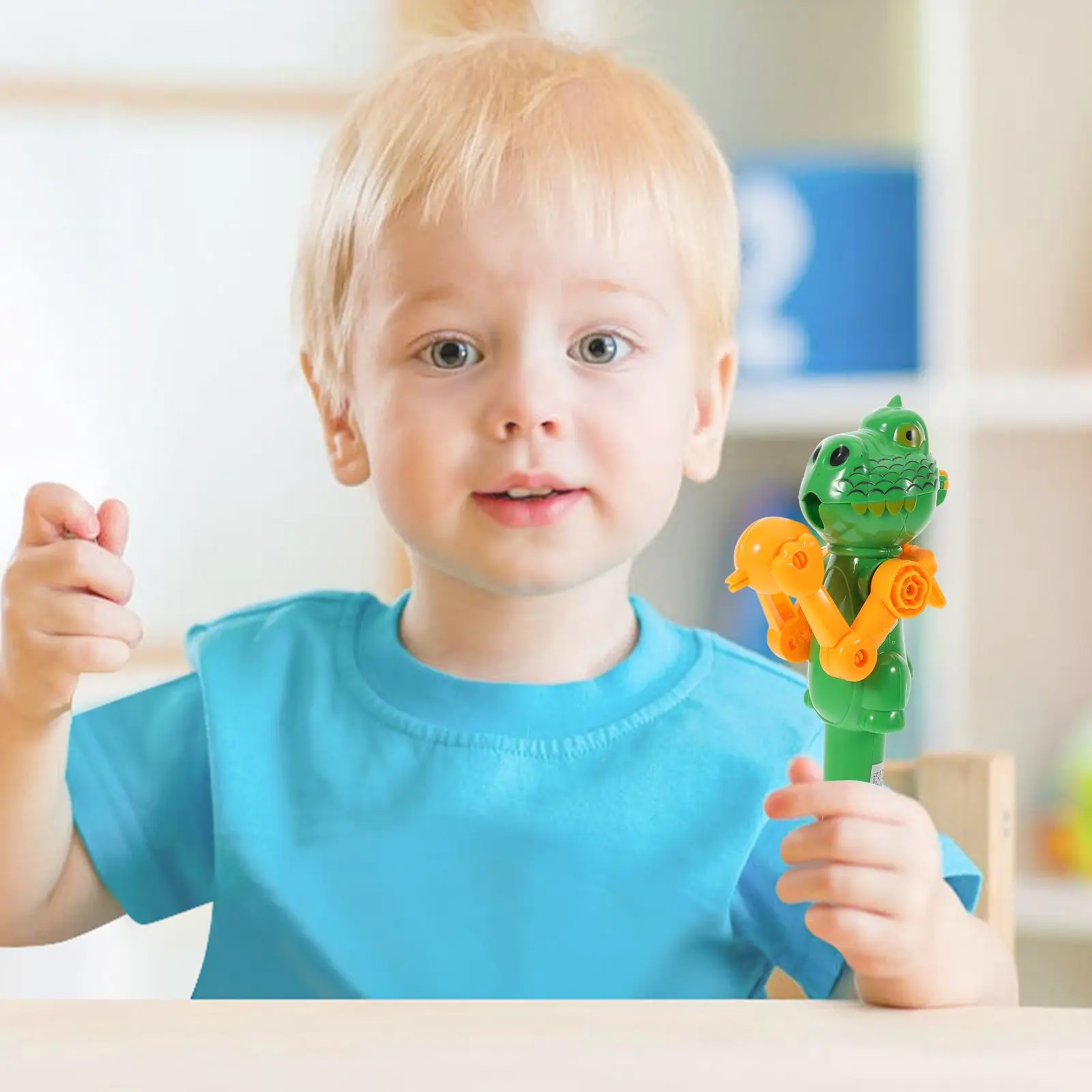 روبوت ديناصور للأطفال حلوى مضحكة حامل المصاصة قوس المصاصات البلاستيك الأخضر للهالوين #6