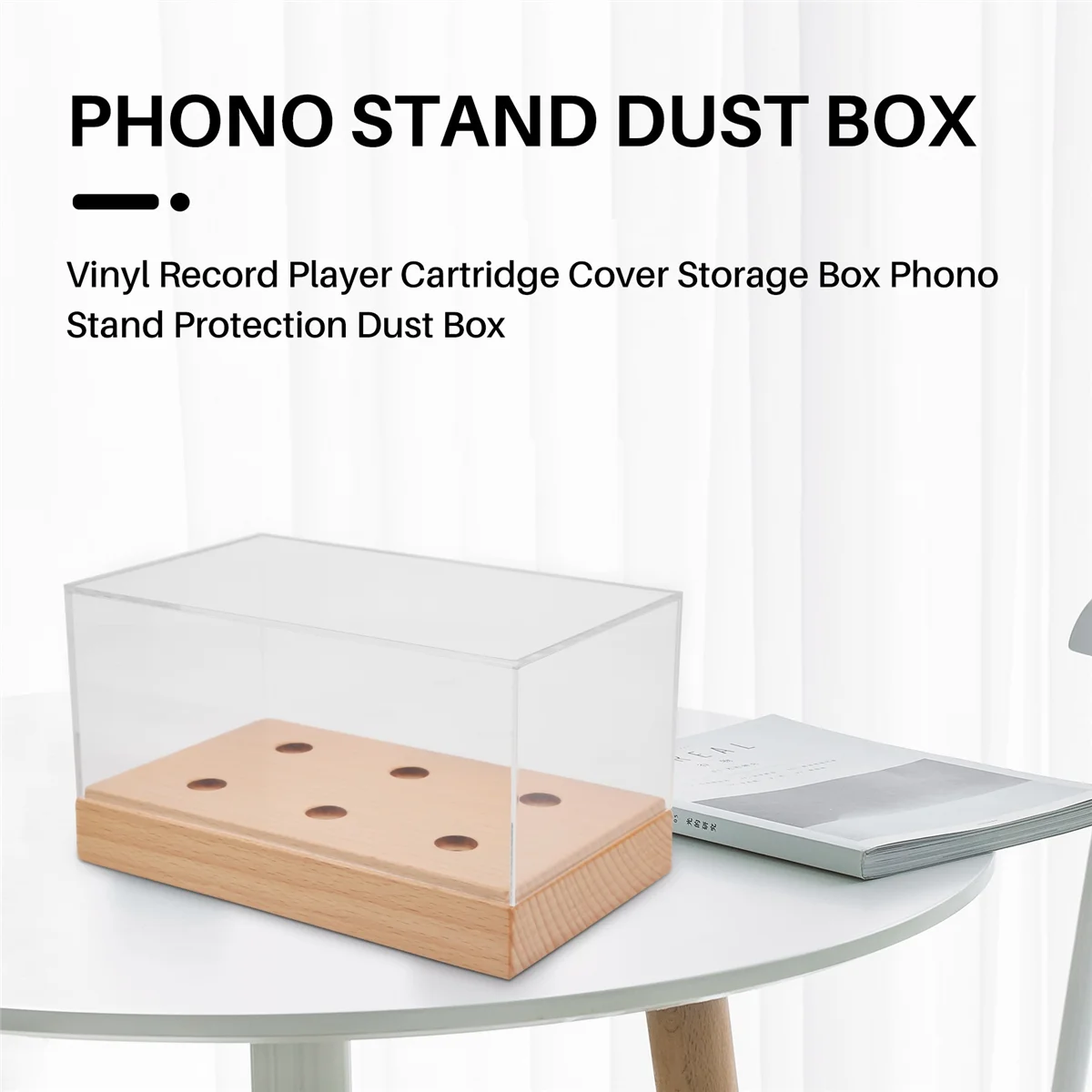 Caja de almacenamiento de cubierta de reproductor de discos de vinilo, soporte de Phono, protección contra el polvo