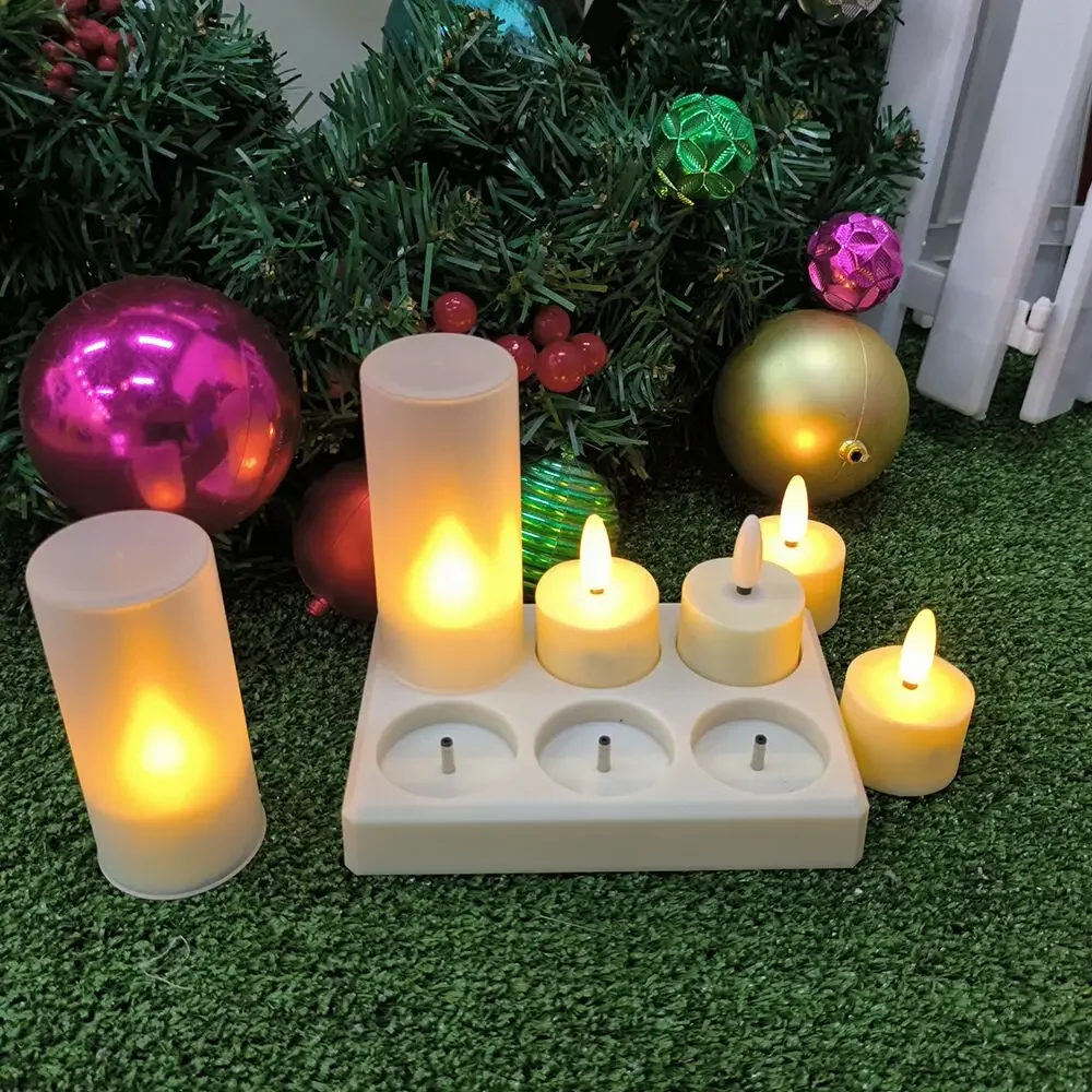 6/12Pack LED Candle Lamp Rechargeable Creative Flickering Simulation Flame Candle Night tea Light Party Home Table Decoration