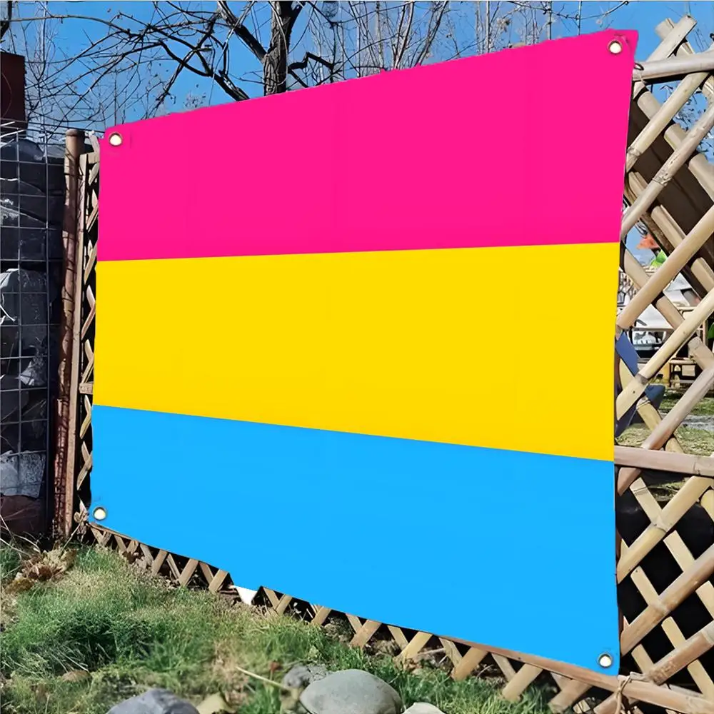 Pansexual Pride Flags Edgeless four-ring hanging decor indoor outdoor compatible easy for hanging display
