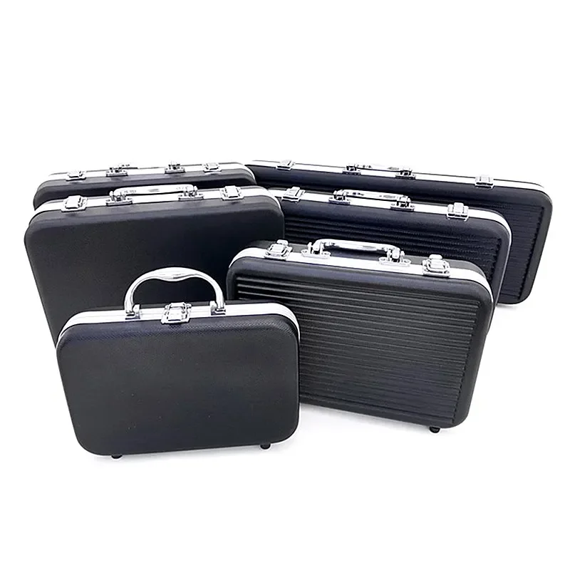 Portable Plastic Aluminum Alloy ToolBox Suitcase Impact Resistant Safety Instrument Case Storage Box with Sponge Lining