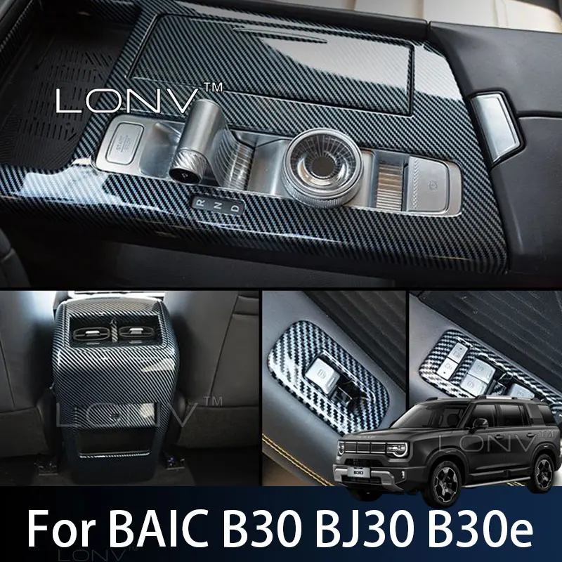 For BAIC B30 BJ30 B30e 2026 2027 2025 Car Center Console Shift Frame Trim Cover Rear Air Vent Auto Interior Stickers Accessories