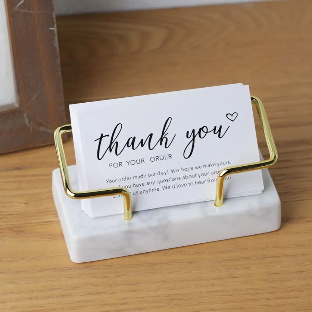 Marble Material Marble Business Card Holder Metal Frame Vertical Design Metal Business Card Holder Gold Metal Frame