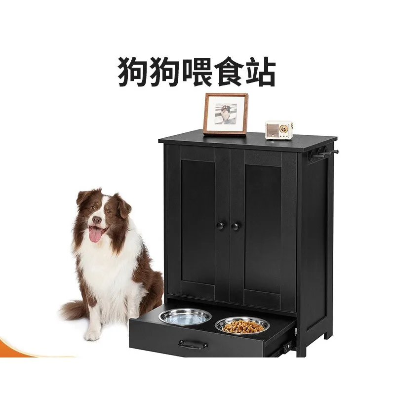 Height Increasing Solid Wood Food Basin Rack Dog Feeding Station Pet Supplies Locker Cat and Dog Feeding Rack