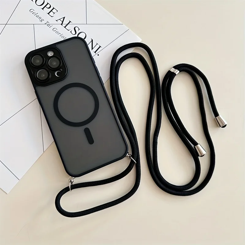 

Magnetic phone case with adjustable crossbody strap is suitable forIPhone 17 16, 15, 14 13, 12 11 Pro Max Made of hard material
