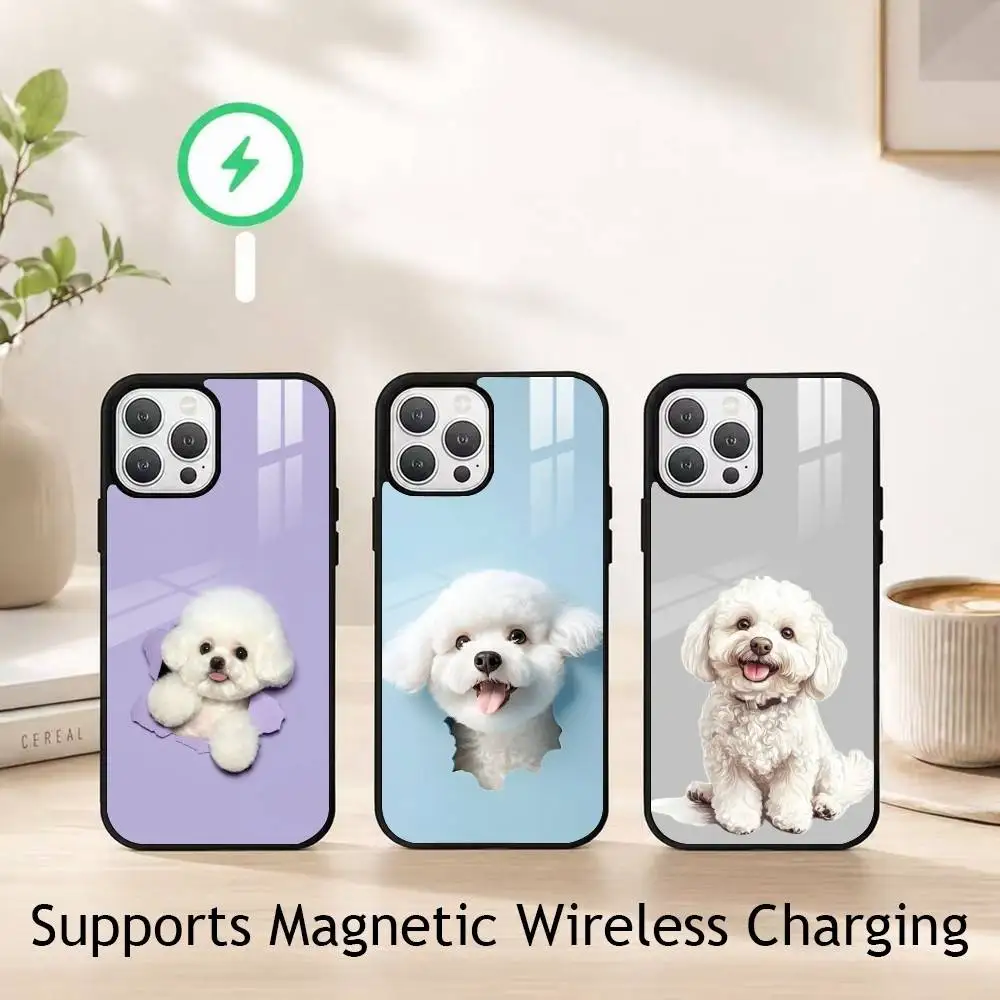 Cute Cartoon Bichon P-Puppy gift Phone Case For iPhone18,17,16,15,14,13,12, Plus,Pro Compatible with magnetic wireless charging