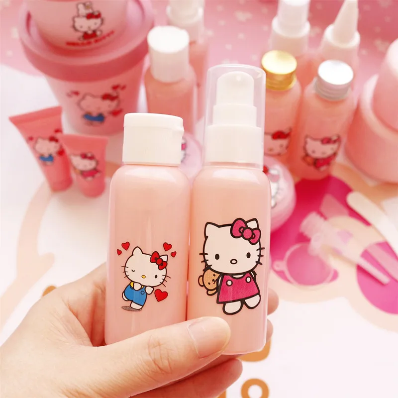 Sanrioed Anime Cartoon Hello Kittys Cosmetics Bottle Girl Heart Kawaii Portable Travel Perfume Cream Storage Bottle Holiday Gift