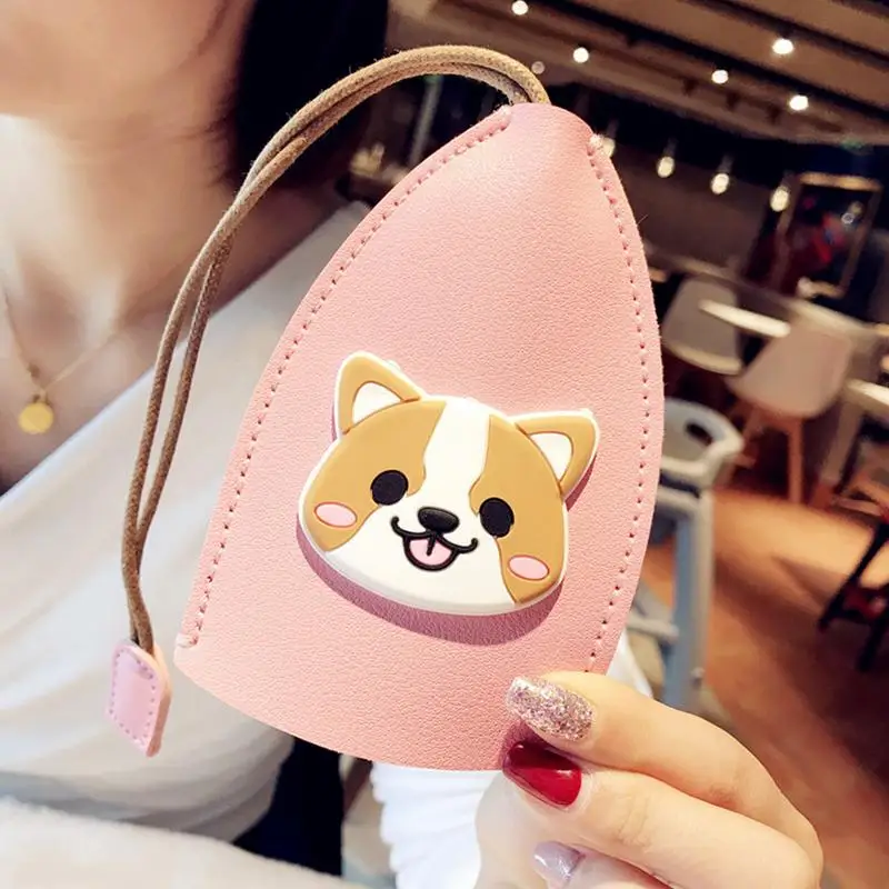 Car Key Case Holder PU Leather Cover For Car Key Fob Creative Pull Out Cute Large Capacity Car Key Case For Boys Girls Kids