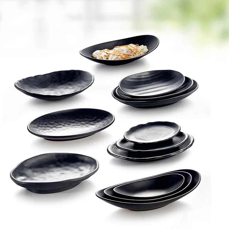 Oval Ring Decoration Black Serving Tray Fruit Candy Dessert Spice Container Food Tray Japanese Style Kitchen Storage Tableware