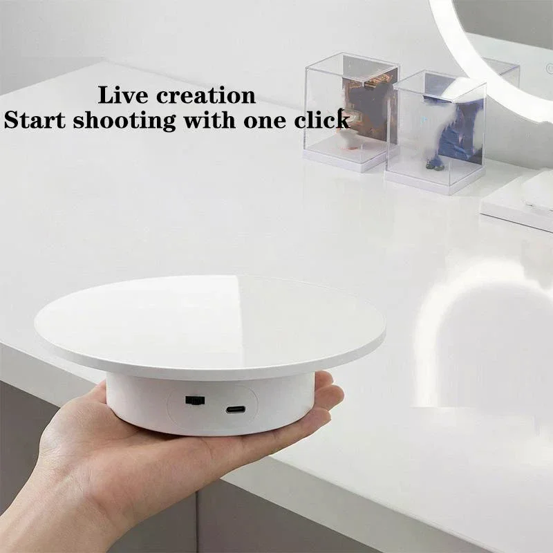 Electric Rotating 360° Display Stand 15/20cm Turntable for Jewelry Artware Live Stream Display