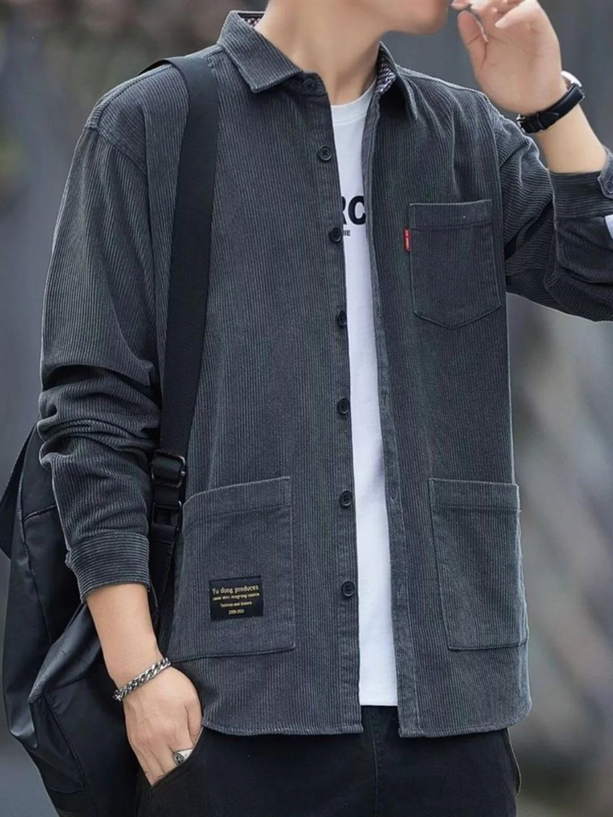 

Men's Long Sve Corduroy Work irt Dirt Resistant Wear Resistant Spring Autumn Large Size Workwear Jaet Youth Faion