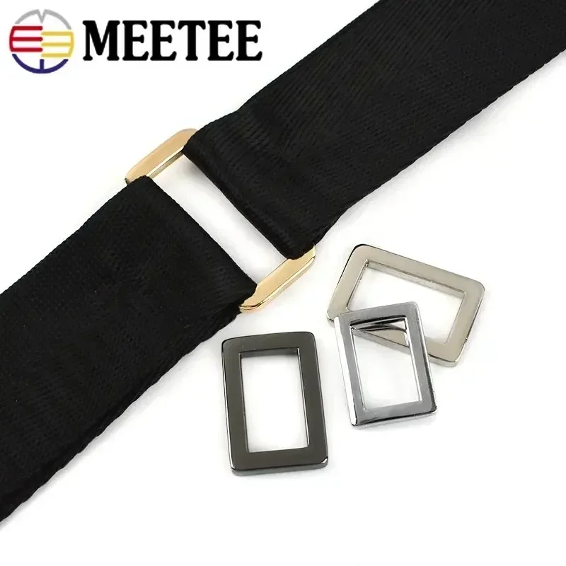 10Pcs 20-50mm Metal Square Ring Buckle Adjustable Webbing Connector Clasp Shoes Decoration Carabiner Hardware Sewing Accessories