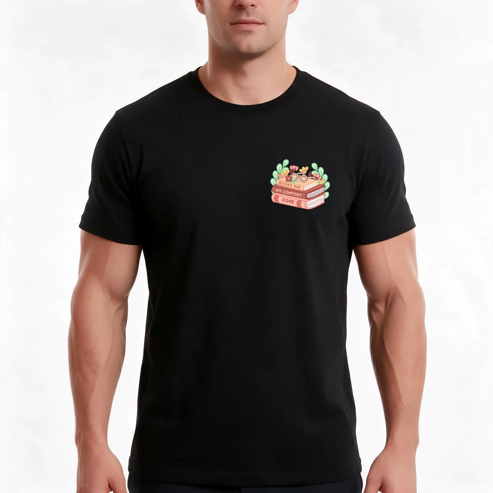 Cute Bookish Stack T-Shirt, Summer Casual Cotton Tee, Oversized Streetwear Tops, Vintage Graphic Print, Loose Fit Short Sleeve