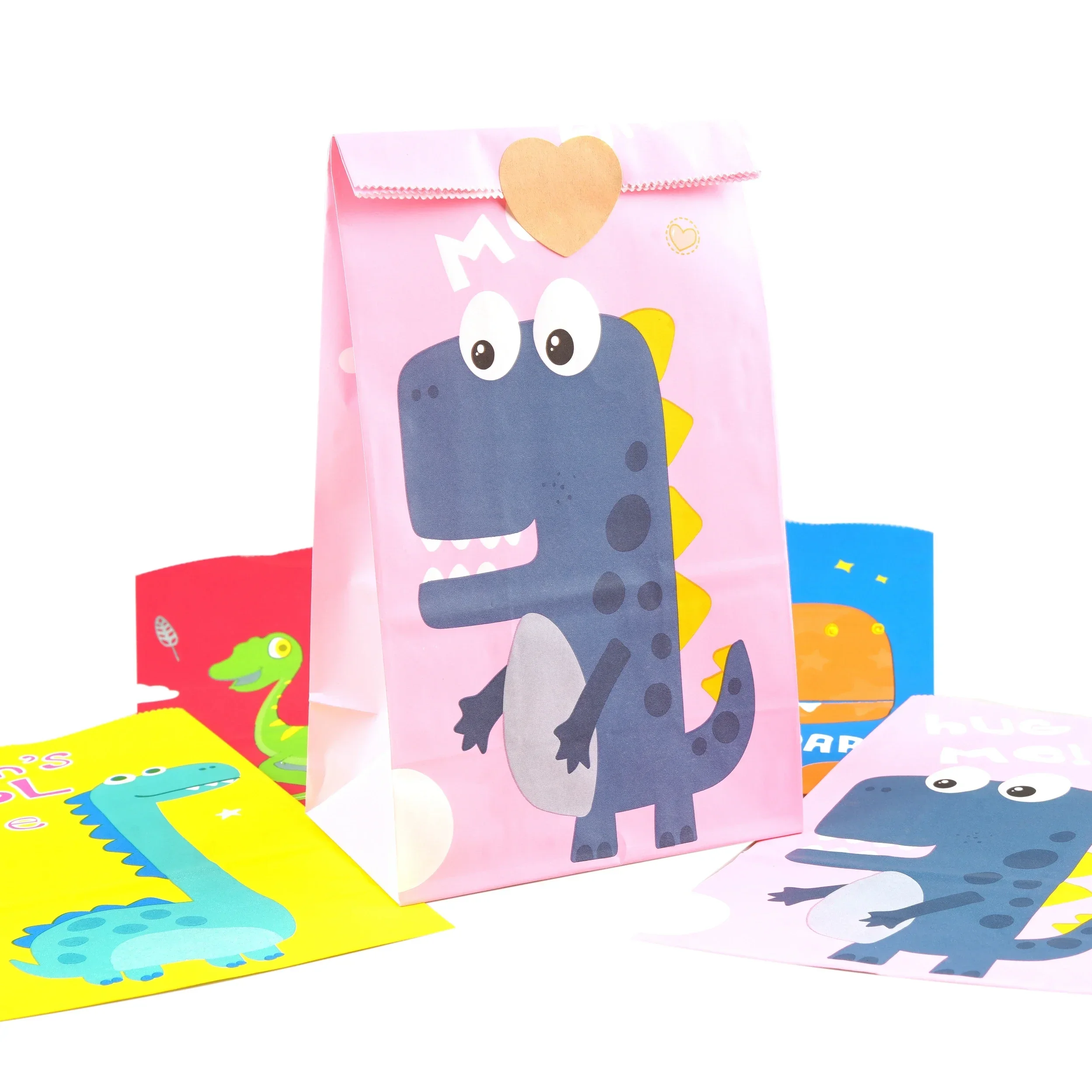 Cartoon Dinosaur Gift Bags Candy Child Cute Dino Candy Bags For Boy Kids Birthday Party Decoration 12Pcs