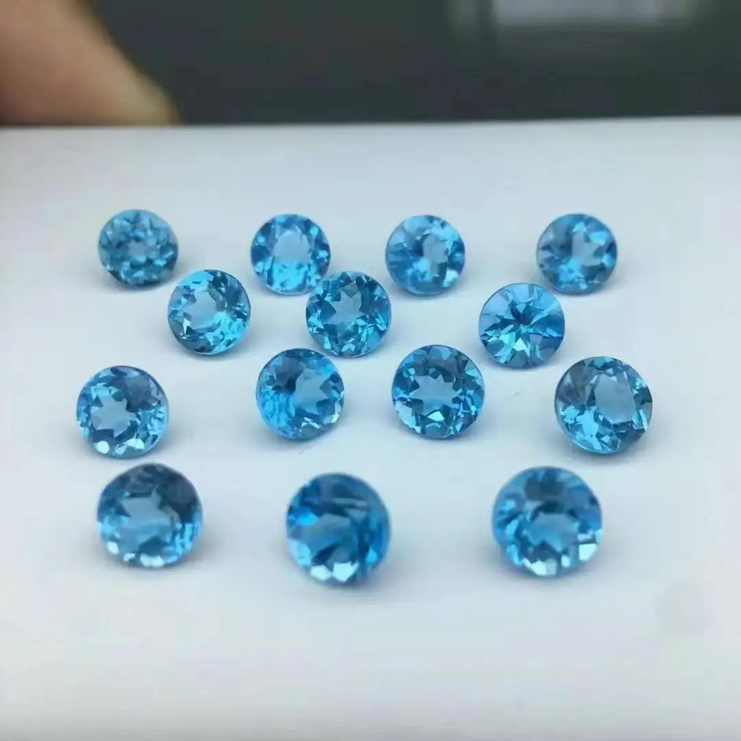 

20/pcs Natural Swiss Blue Topaz Round Shape 5mm In Diameter