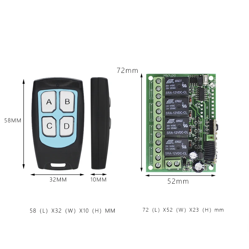 433Mhz/315Mhz Wireless Learning Code Electric for Door Gate 24V/12V Remote Control Switch and Controller Kit