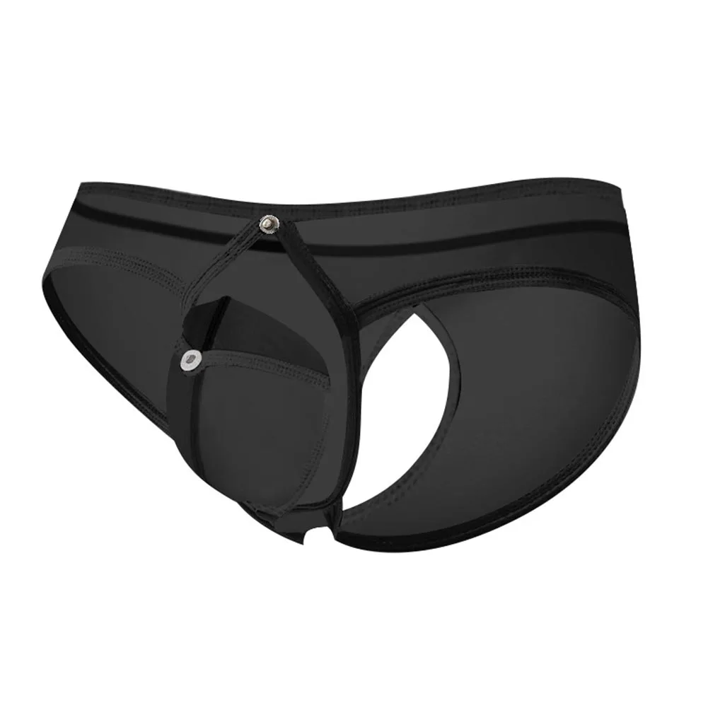 

Men Mesh Detachable Pouch Briefs Open Butt Transparent Gay Underwear Lingerie Breathable See-Through Underwear For Men