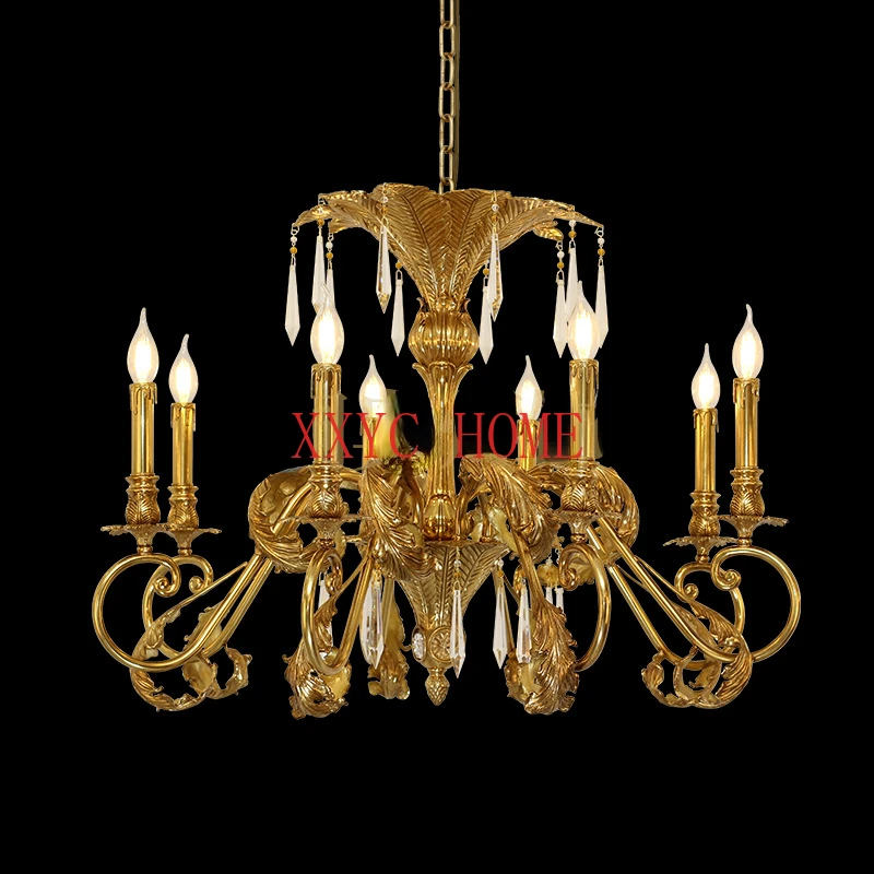 

European style palace retro all copper chandeliers Baroque crystal luxury