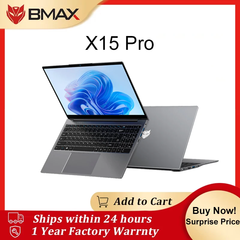 BMAX 15,6" X15 ProNotebook 16 GB RAM 512 GB SSD Intel N95 CPU Windows 11 1920 x 1080 Dual Wifi USB PC Laptop DDR4