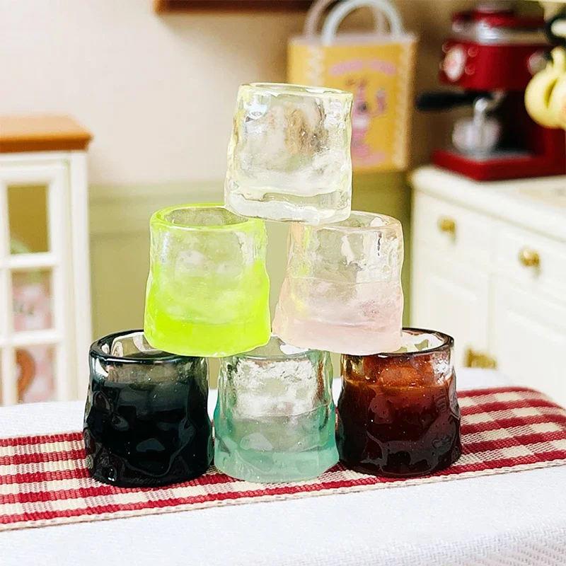 10PCS Dollhouse Miniature Accessories Mini Resin Simulated Glass Cup Model Toy Doll House Decoration