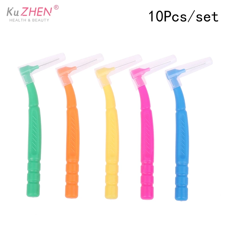 10PCS L-shaped Orthodontics Braces Interdental Brush Clean Between Teeth Mini Toothbrush Inter Dental Cleaning Travel Portable