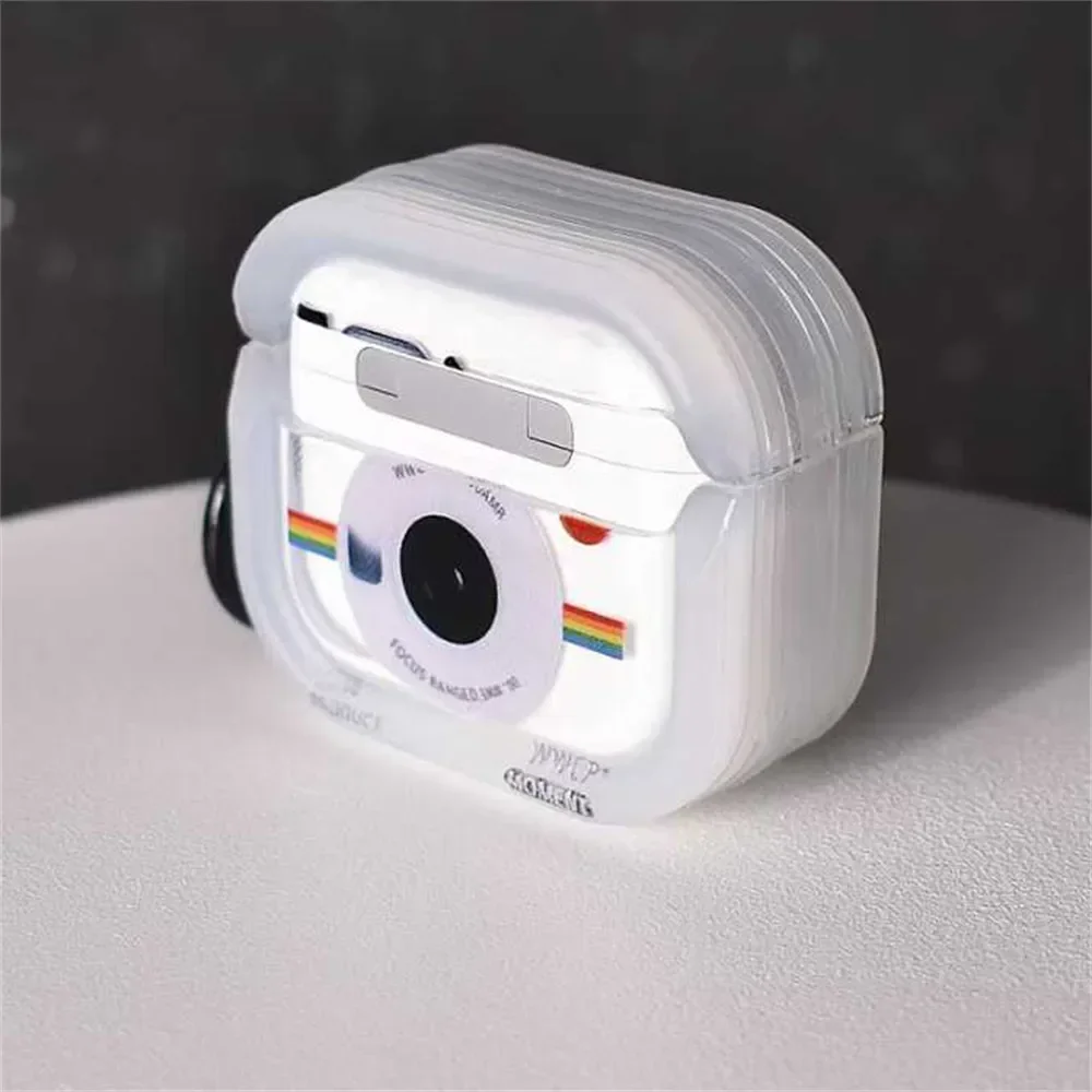 บุคลิกภาพความคิดสร้างสรรค์น่ารักการ์ตูนรูปแบบกล้องสําหรับ Airpods 2 3 4 2024 pro 2 หูฟังป้องกันกรณีที่อยู่อาศัยแผ่น