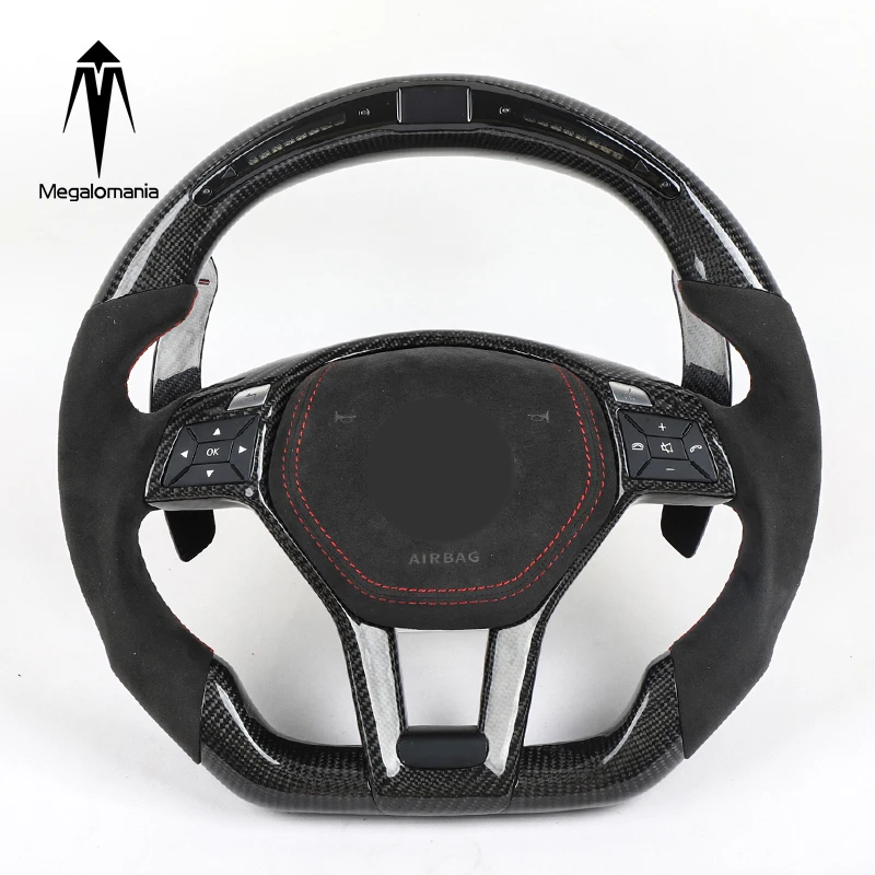 For Benz C Class W204 C63 W212 W218 W207 W172 W205 W222 W221 W223 Slk Carbon Fiber LED alcantara Steering Wheel