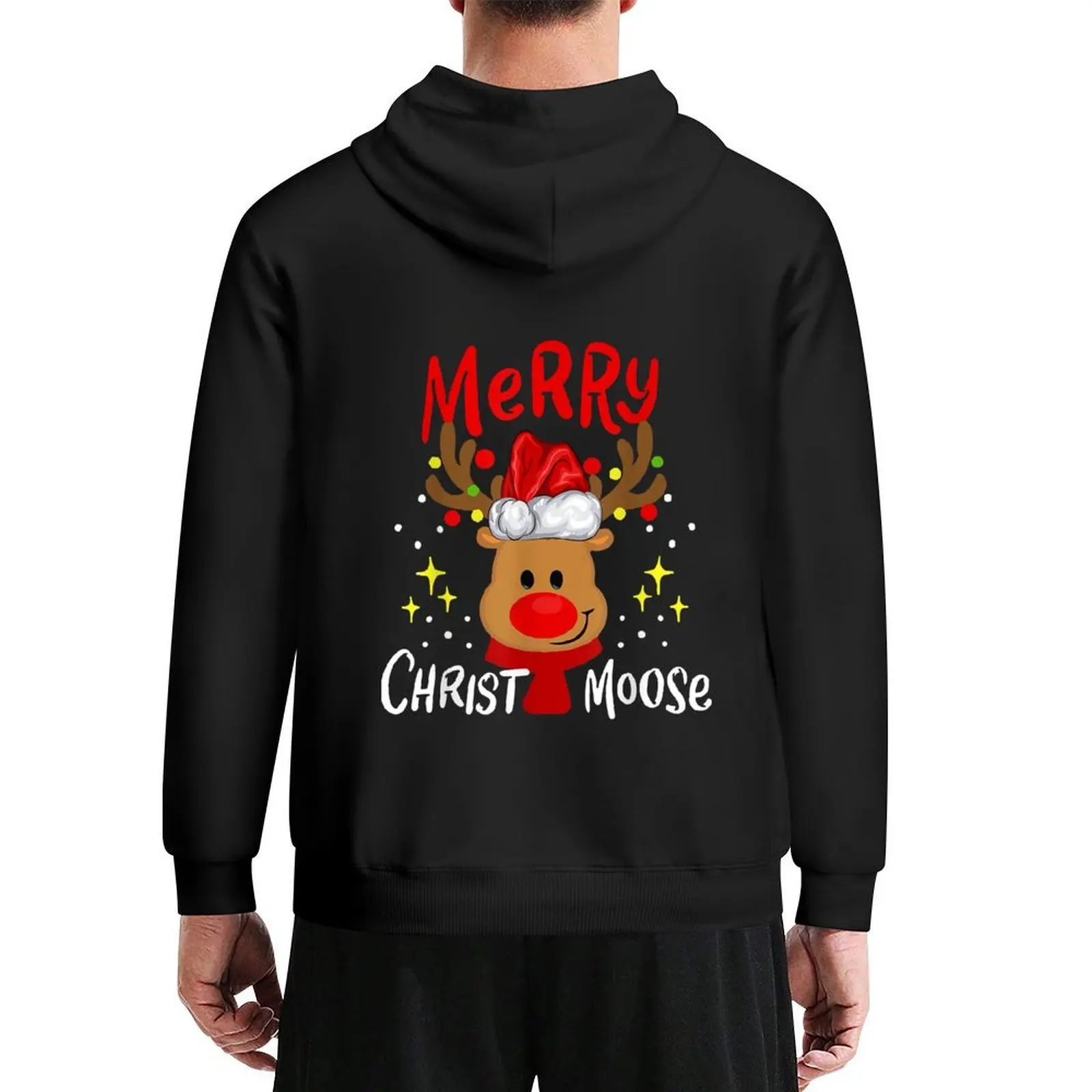 

Merry Christmas Christmoose Moose Reindeer Deer Santa Hat Hoodie autumn jacket men mens designer clothes men's coat hoodie men