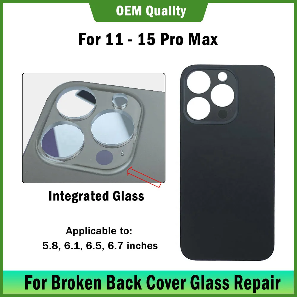 Unibody Back Glass Cover For 15 11 14 13 Pro Max 12 Mini Big Hole Cracked Back Battery Rear Door Housing Panel Replacement