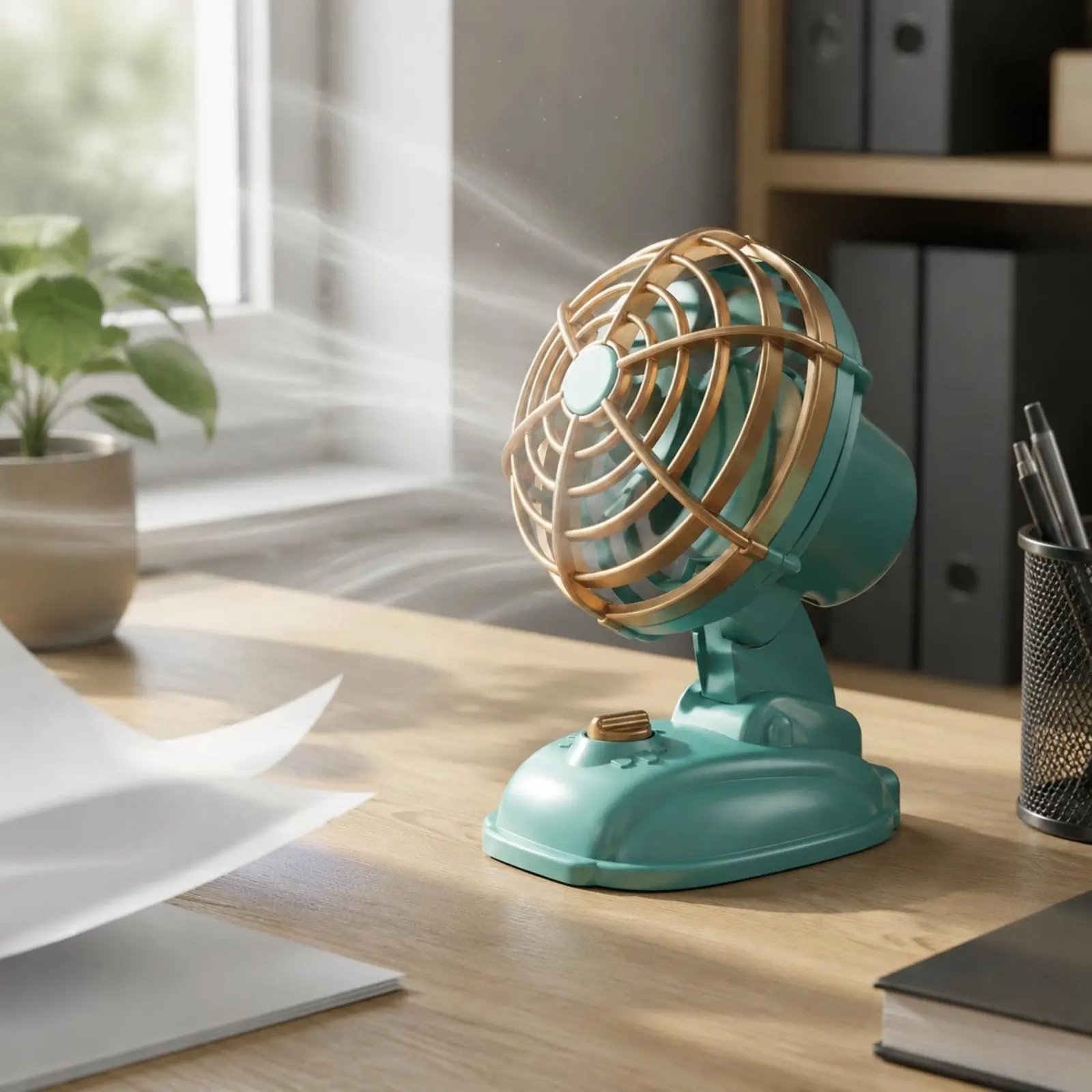 Mini Rechargeable Fan Retro Design Handheld Fan Personal Cooling Device 2-in-1 Use Quiet Operation for Travel, Office