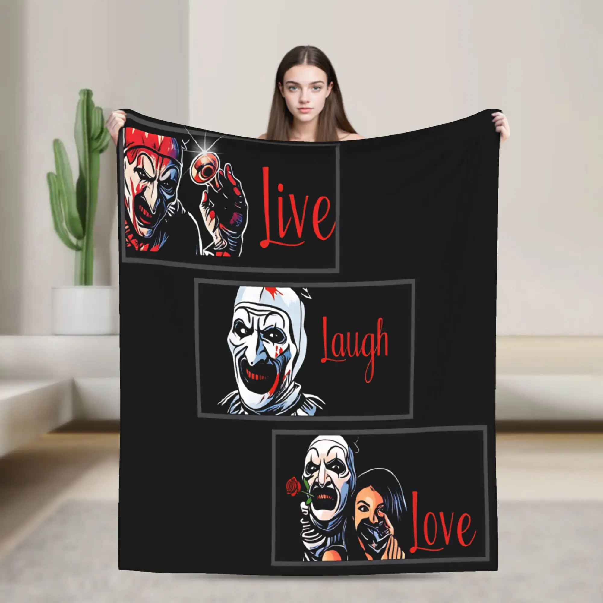 Terrifier 4 Halloween Warm Blanket Horron Kids Adult Plush Bedding Throws Pattern Couch Chair Flannel Bedspread Sofa Bed Cover