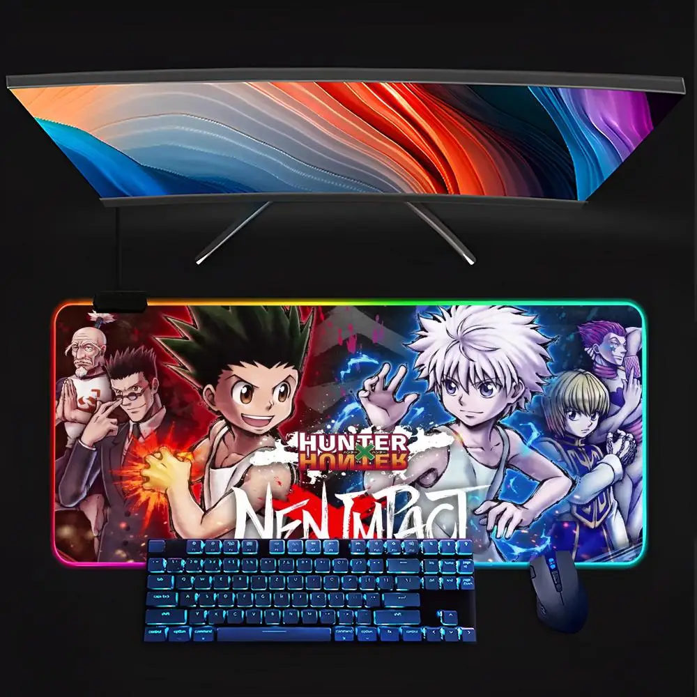 Hunter x Hunter Mouse Pad RGB Pc Gamer Keyboard LED Glowing  Rubber Gaming Computer Mause pads Cute Cartoon Gaming Computer csgo