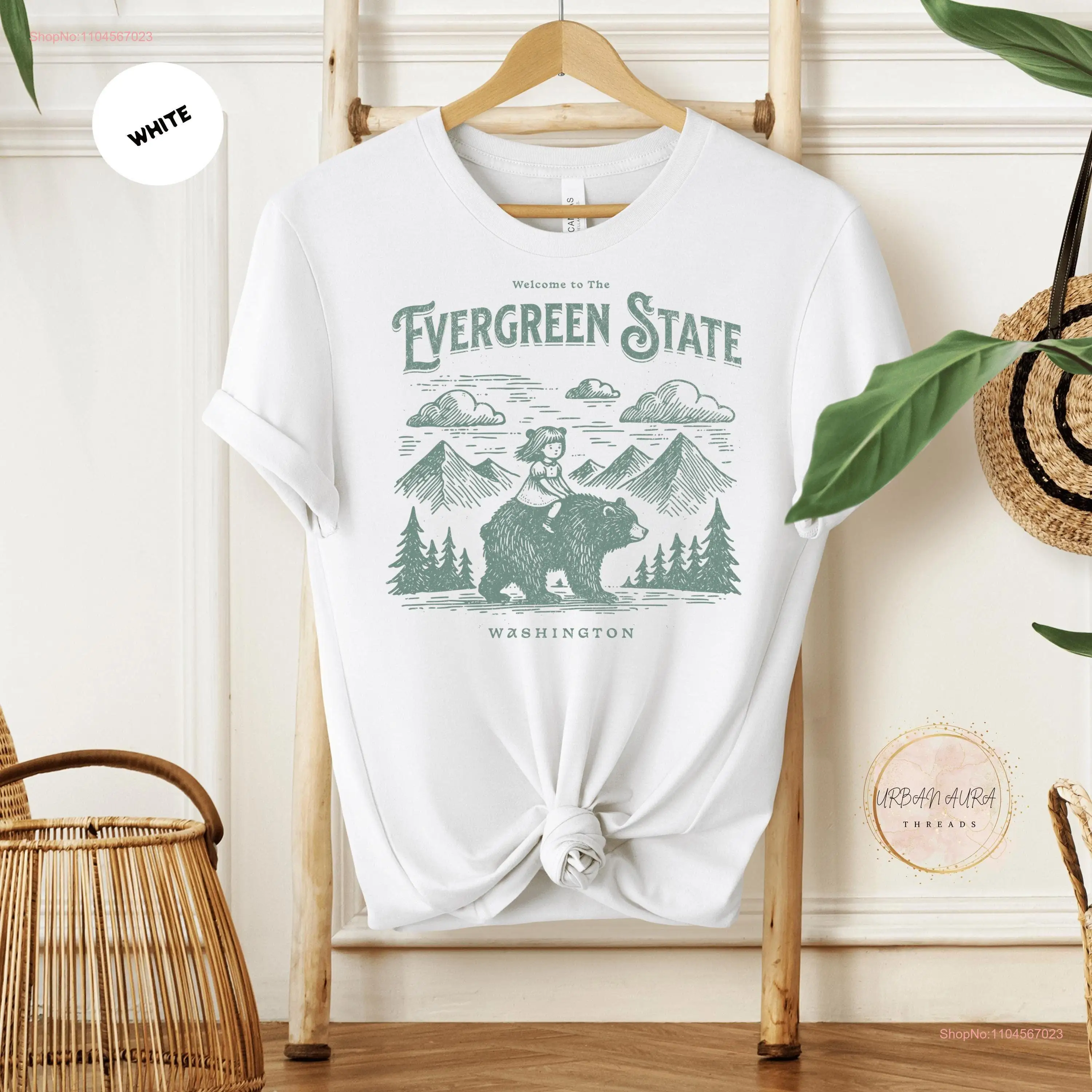 

Welcome to Washington T Shirt Evergreen State Vacation Unique Travel Souvenir Bear Quirky Apparel Pride