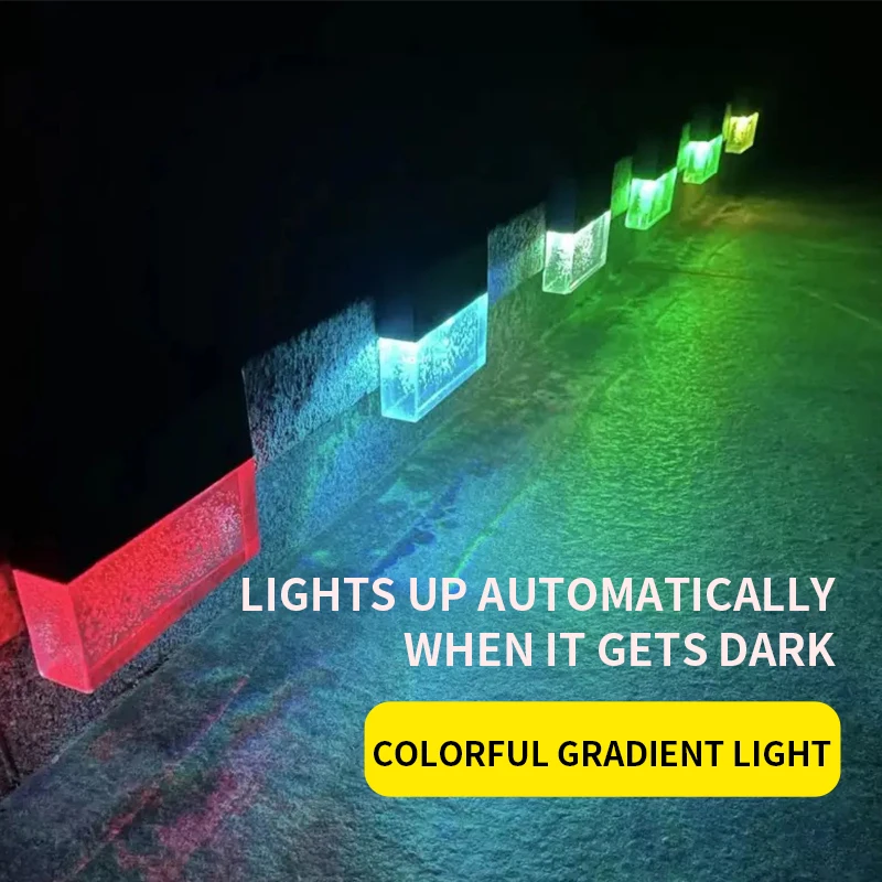 Solar LED Fence Step Deck Outdoor Garden Stair Yard Pathway Light Decoration Lawn Light Warm Light Waterproof Balcony Decor