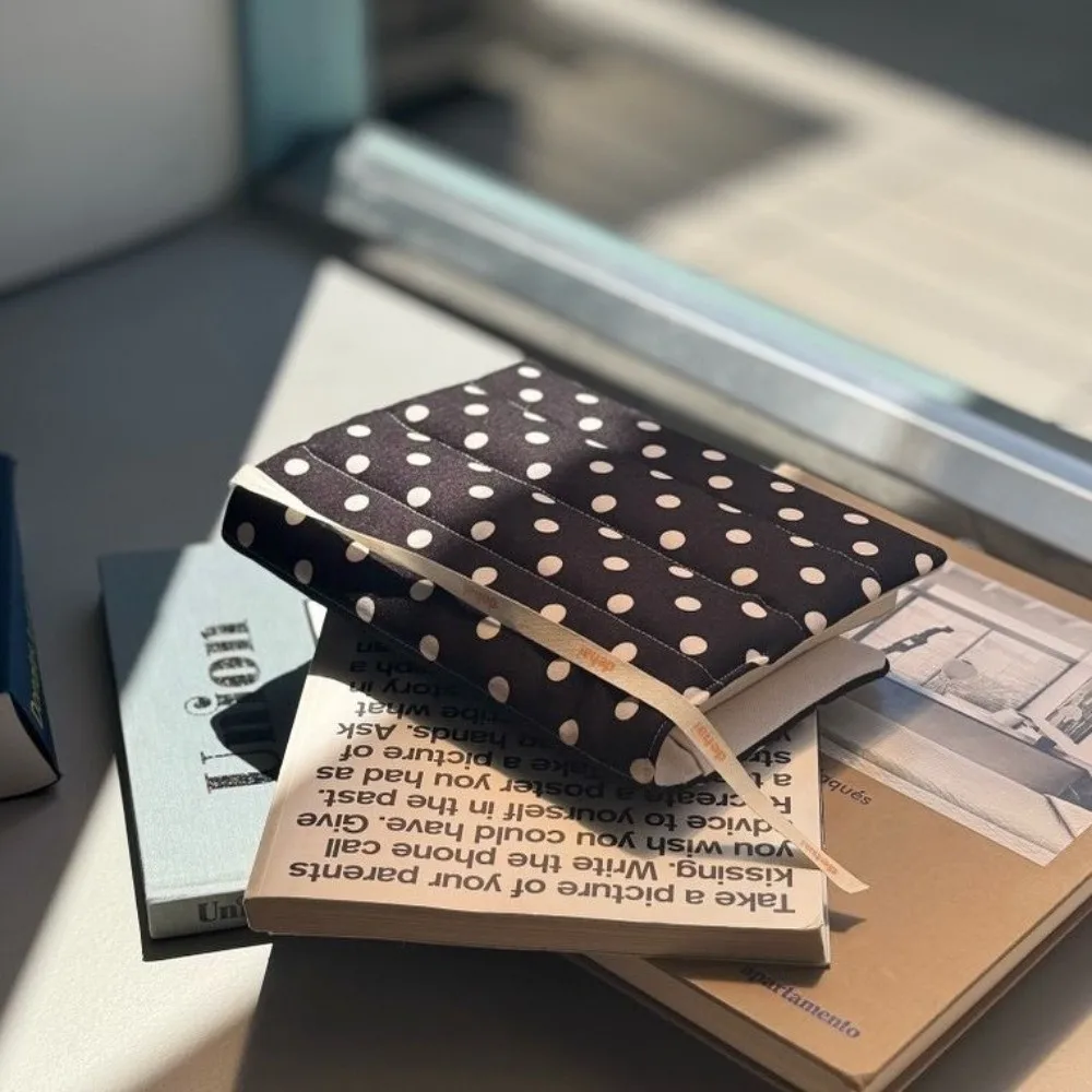 Aesthetic Quilted Polka Dot Book Protector Stripe Reusable Fabric Book Cover Lightweight Soft Diary Book Jacket Reading Gifts