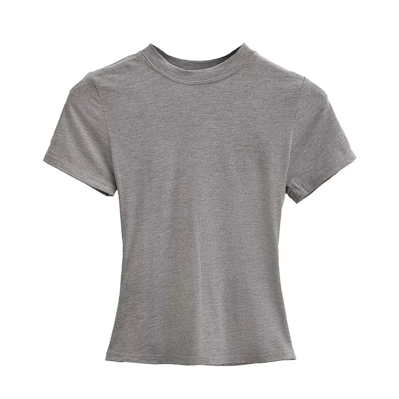 2025 New High Quality Casual T shirt Sexy Slim Short Sleeves Fashion Trend Solid Women Clothing y2k Tops, image 9