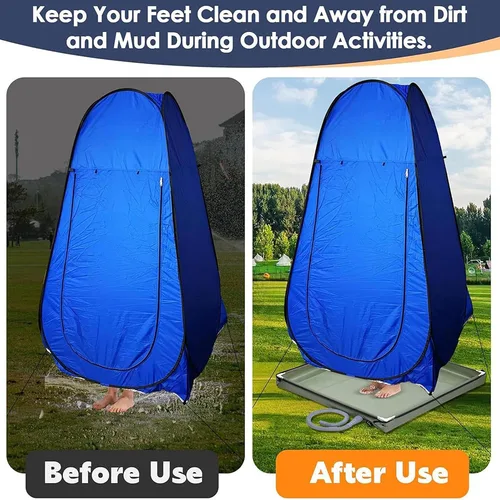 Imagen 2 del producto Base de ducha portátil plegable para tienda de campaña, baño al aire libre, tela Oxford de PVC con válvula de drenaje para playa, RV, viaje, baño para mascotas