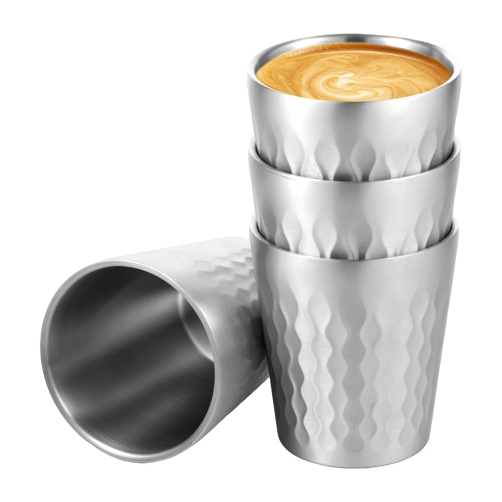 300ml Stainless Steel Pint Glasses Insulated Metal Tumblers Stackable Home Drinking Glasses Travel Camping Coffee Beverage Cup
