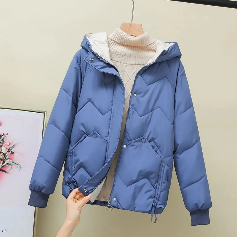 Chaqueta acolchada de algodón para mujer, abrigo acolchado de algodón holgado y cálido, Parkas de invierno, prendas de vestir cortas y gruesas coreanas para mujer 2025