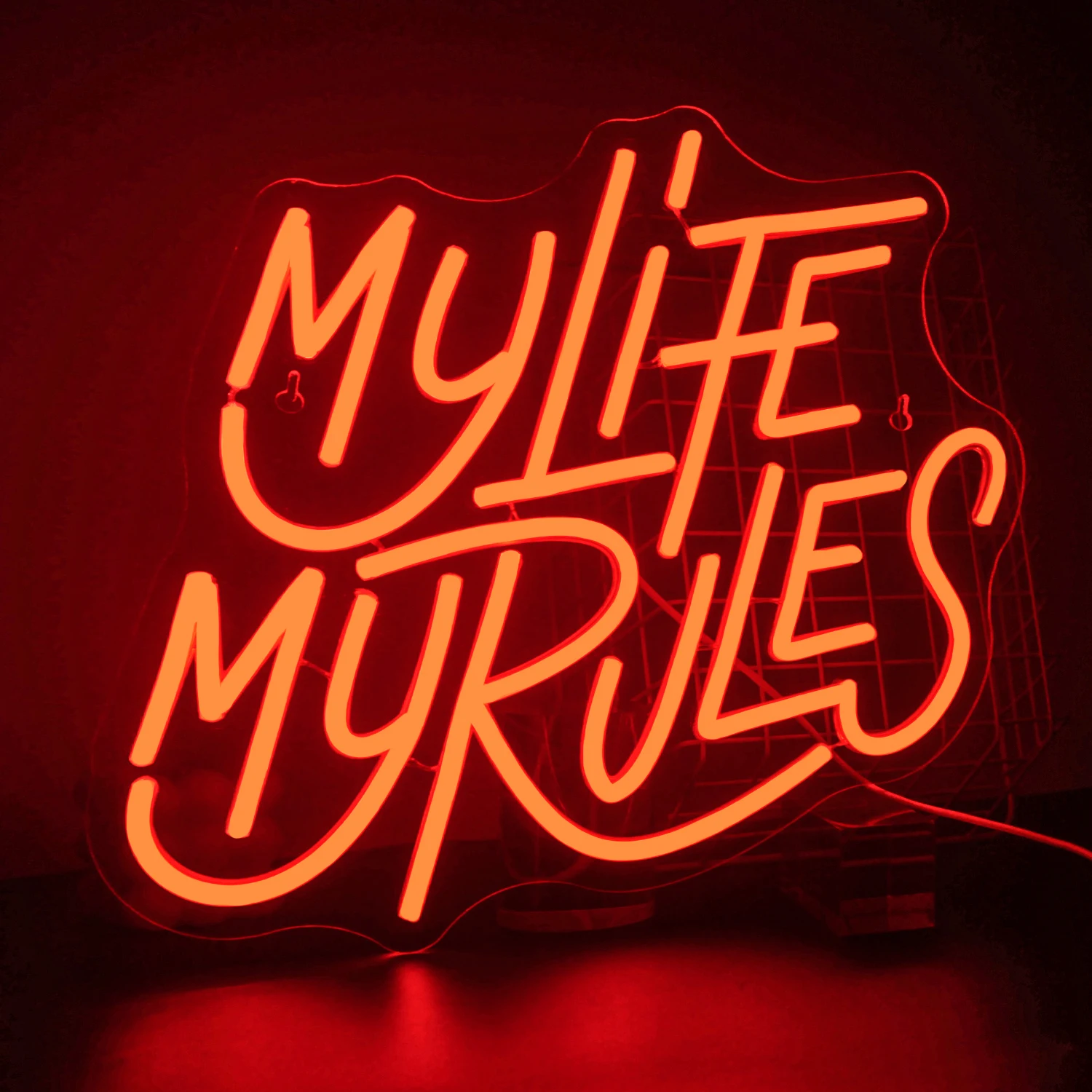 My Life My Rules LED Neon Sighs Red Dimmable Artistic Panel Lights Hanging Wall Decoration Warm Toned Indoor Room Decor Gifts