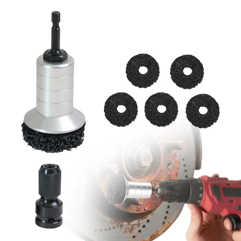 Wheel Hub Rust Removal Tool With 5 Sanding Discs Stud Rotor Brake Kit ABS Shell Tool Cleaner Anti-Corrosion & Polishing X6J9