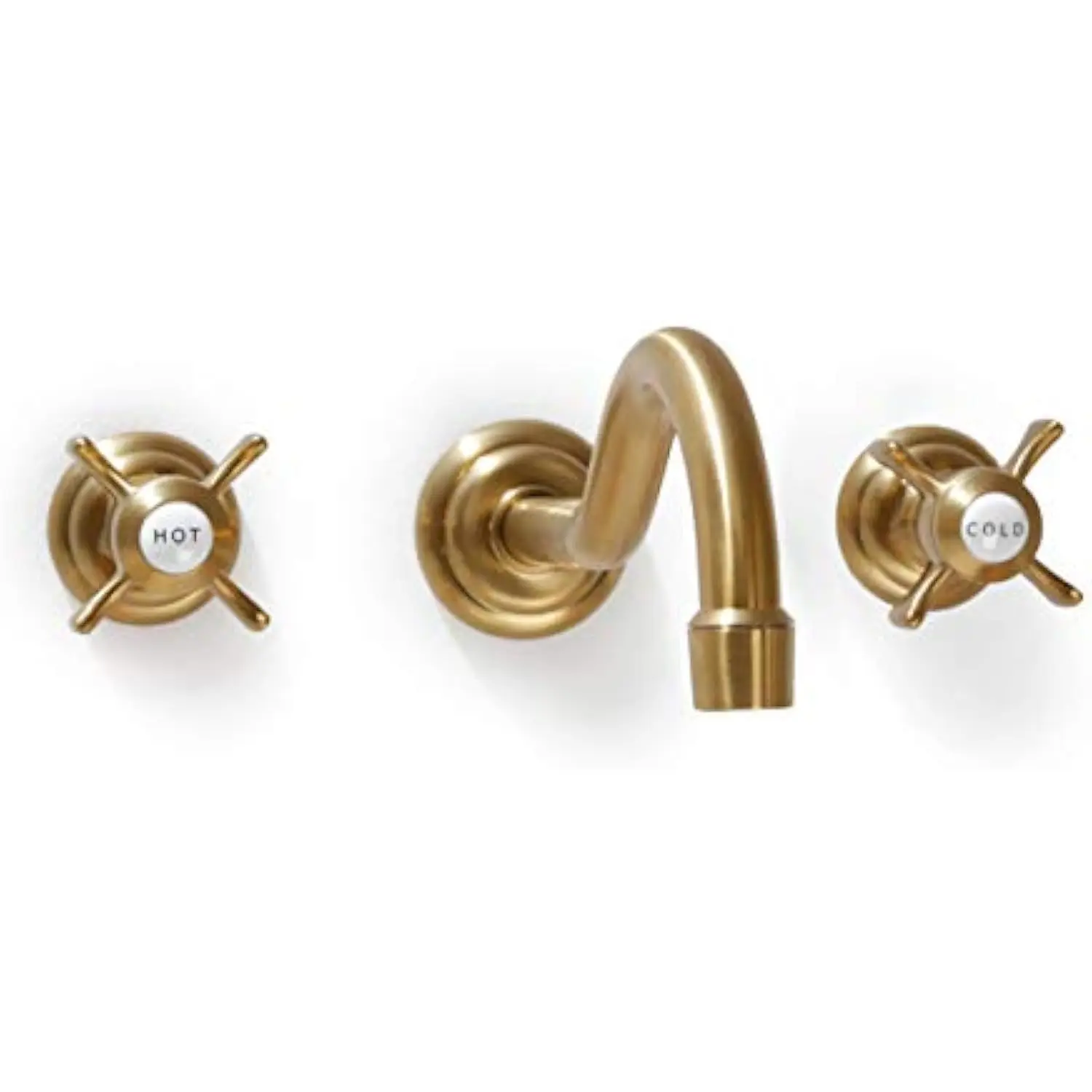 

Antique Wall Faucet, Two Handle Bathroom Sink Wall Mount Faucet with Rough in Valve Included, Gold Brushed