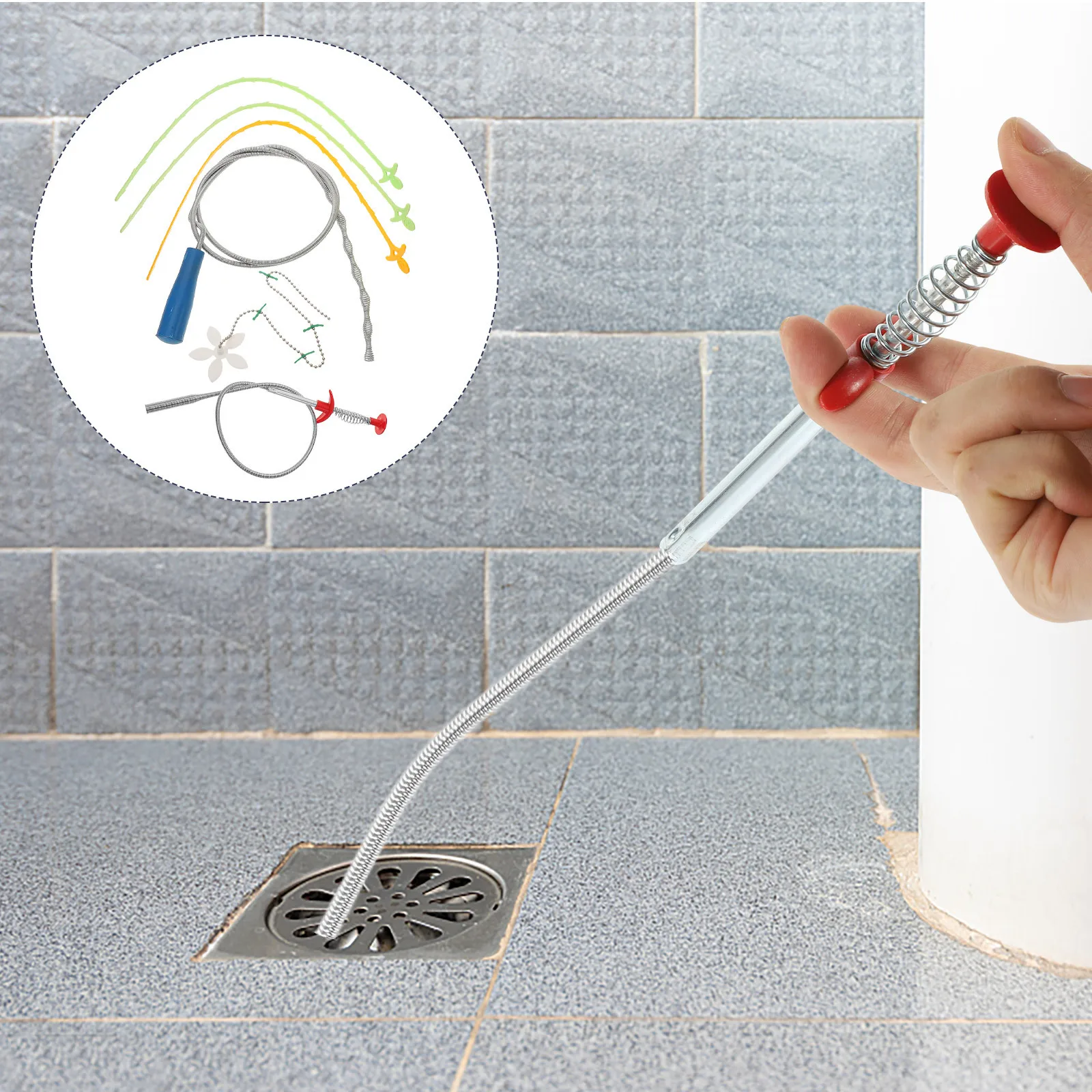 

6 pcs Drain Cleaning Tool Kit Flexible Long Handle Hair Clog Remover For Sink Bathtub Shower Sewer Dredge Solution