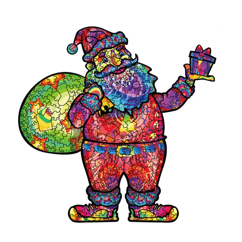 High Quality Wood Jigsaw Puzzle Rainbow Santa Claus Wooden Puzzles Adults Educational Toys Children Board Game Christmas Gift